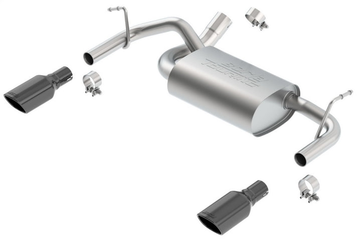Borla 12-16 Jeep Wrangler 3.6AT/MT 4WD 2+4DR S/ SQ /RL/AC SR 2.5in, 2in Tip 3.5 sqx8 Black Chrome - Bull Strap