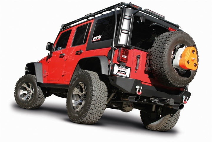 Borla 12-16 Jeep Wrangler 3.6AT/MT 4WD 2+4DR S/ SQ /RL/AC SR 2.5in, 2in Tip 3.5 sqx8 Black Chrome - Bull Strap