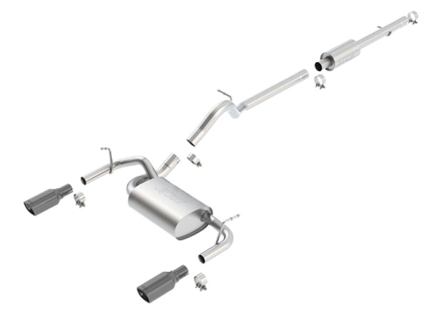 Borla 12-16 Jeep Wrangler 3.6L AT/MT 4DR 4WD S SQ RL AC SR 2.5in 2in TIP 3.5inx3.28in Black Chrome - Bull Strap