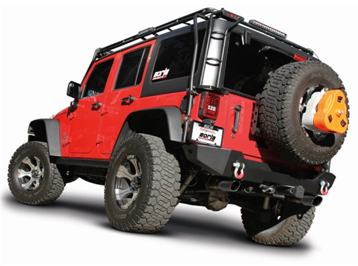 Borla 12-16 Jeep Wrangler 3.6L AT/MT 4DR 4WD S SQ RL AC SR 2.5in 2in TIP 3.5inx3.28in Black Chrome - Bull Strap