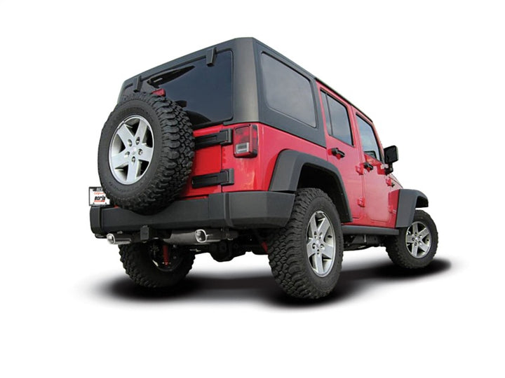 Borla 12-16 Jeep Wrangler 3.6L AT/MT 4WD Single Split Rr Exit Touring Exhaust (rear section only) - Bull Strap