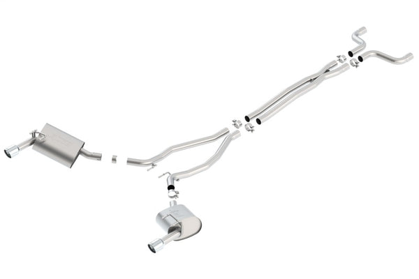 Borla 14-15 Camaro 3.6L V6 Single Split Rear Exit Touring Catback Exhaust - Bull Strap