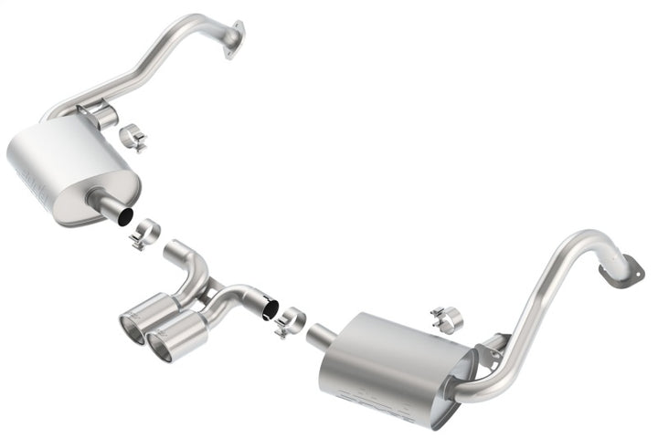 Borla 14-15 Porsche Cayman/Boxster (981) RWD 2Dr Dual Center Rear Exit Catback 4in Tip Exhaust Sys - Bull Strap