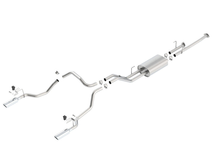 Borla 14-15 Toyota Tundra 4.6L/5.7L Crew Max SB DC SB Touring Cat Back Exhaust Dual Split Rear Exit - Bull Strap