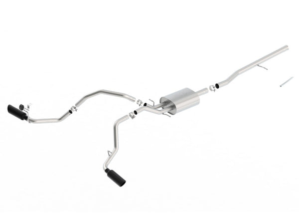 Borla 14-16 Chevrolet Silverado 1500 5.3L ATAK Catback Exhaust w/ Black Chrome Tips - Bull Strap