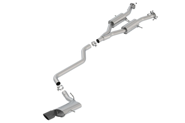 Borla 14-18 Jeep Grand Cherokee 3.6L V6 AWD AT 4DR 2.50in S-TYPE Cat-Back Exhaust Black Chrome Tip - Bull Strap
