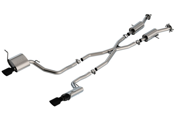 Borla 14-20 Jeep Grand Cherokee 3.6L V6 2/4WD 2.25in S-Type Cat-back - Black Chrome - Bull Strap