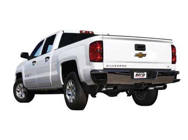 Borla 14 Sierra 1500 C/B S-Type Exh/2.75in Into Dual 2.25in Out 4in Split Rear Exit-Black Chrome - Bull Strap