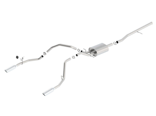 Borla 14 Silv/Sierra 1500 C/B Touring Exh/2.75in in muff 2.25inout 4inTIp SS Rear Exit - Bull Strap