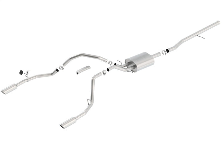 Borla 14 Silv/Sierra 1500 C/B Touring Exh/2.75in in muff 2.25inout 4inTIp SS Rear Exit - Bull Strap