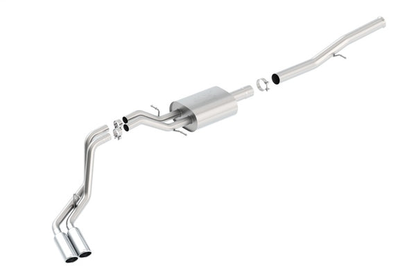 Borla 14 Silv/Sierra 1500 EC Std/CC Short 143.5in WB ATAK Dual Rolled Side Exit Cat-Back Exhaust - Bull Strap