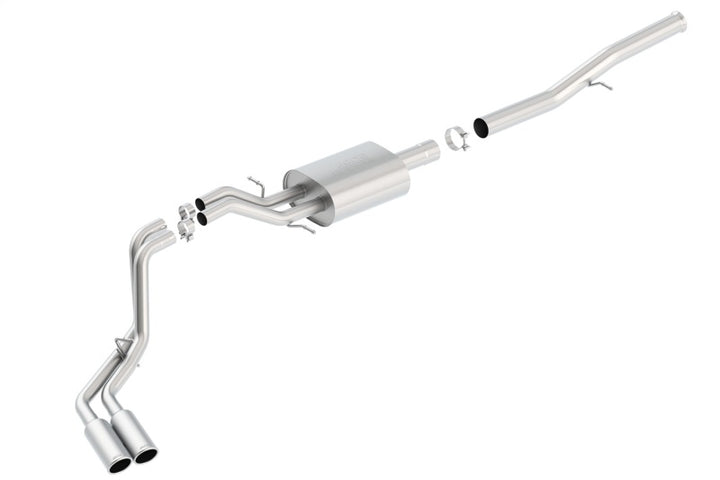 Borla 14 Silv/Sierra 1500 EC Std/CC Short 143.5in WB S-Type Dual Rolled Side Exit Cat-Back Exhaust - Bull Strap