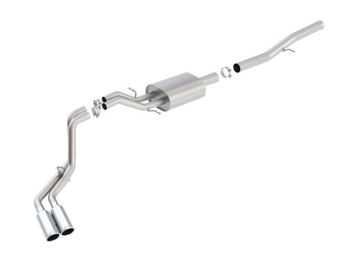 Borla 14 Silv/Sierra 1500 EC Std/CC Short 143.5in WB S-Type Dual Rolled Side Exit Cat-Back Exhaust - Bull Strap