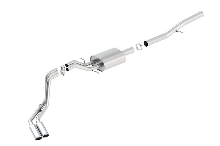 Borla 14 Silv/Sierra 1500 EC Std/CC Short 143.5in WB S-Type Dual Rolled Side Exit Cat-Back Exhaust - Bull Strap