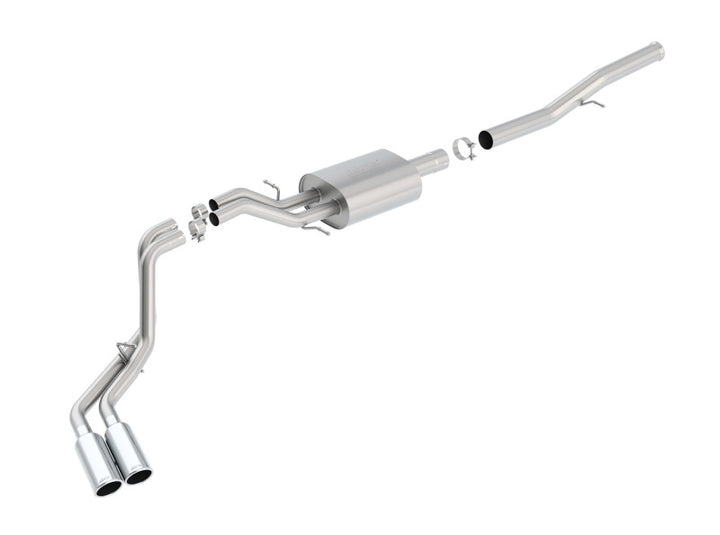 Borla 14 Silv/Sierra 1500 EC Std/CC Short 143.5in WB S-Type Dual Rolled Side Exit Cat-Back Exhaust - Bull Strap