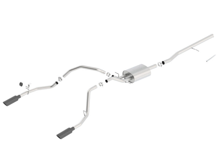 Borla 14 Silv/Sierra C/B Exh ATAK 1500 5.3L V8 AT/MT 2&4WD Ext Cab (78.7) WB - Black Chrome - Bull Strap