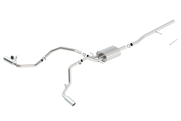 Borla 14 Silv/Sierra C/B Exh ATAK 1500 5.3L V8 AT/MT 2&4WD Ext Cab Split Side Exit - Bull Strap