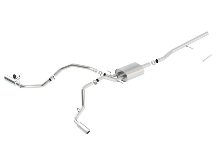 Borla 14 Silv/Sierra C/B Exh ATAK 1500 5.3L V8 AT/MT 2&4WD Ext Cab Split Side Exit - Bull Strap
