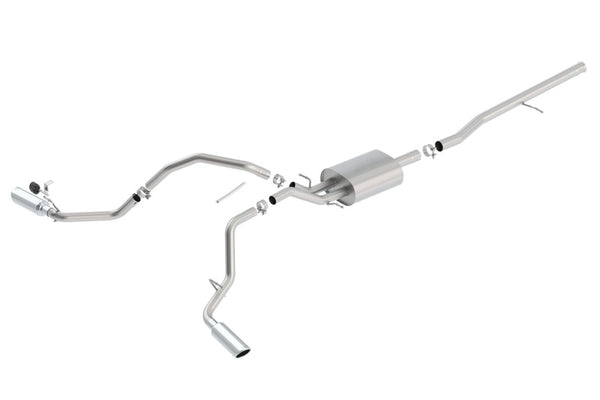 Borla 14 Silv/Sierra C/B Exh S-Type 1500 5.3L V8 AT/MT 2&4WD Ext Cab Split Side Exit - Bull Strap