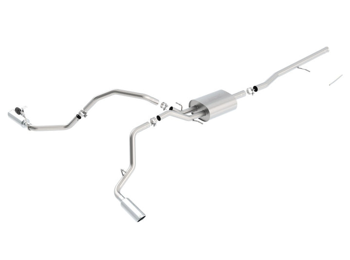Borla 14 Silv/Sierra C/B Exh S-Type 1500 5.3L V8 AT/MT 2&4WD Ext Cab Split Side Exit - Bull Strap