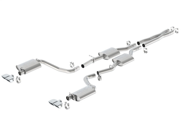 Borla 15-16 Dodge Challenger R/T 5.7L Dual Rectangle Angle Cut Dual Split Rear Exit ATAK Exhaust - Bull Strap