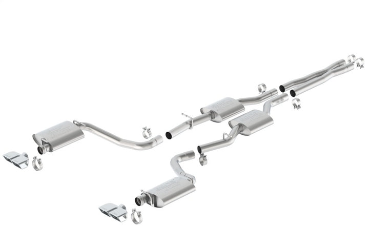 Borla 15-16 Dodge Challenger R/T 5.7L Dual Rectangle Angle Cut Dual Split Rear Exit ATAK Exhaust - Bull Strap
