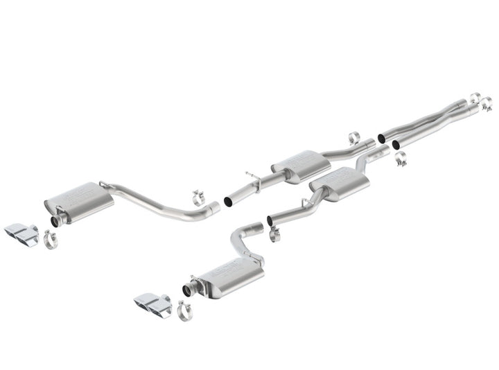 Borla 15-16 Dodge Challenger R/T 5.7L Dual Rectangle Angle Cut Dual Split Rear Exit ATAK Exhaust - Bull Strap