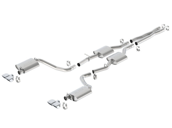 Borla 15-16 Dodge Challenger R/T 5.7L Dual Rectangle Angle Cut Dual Split Rear Exit S-Type Exhaust - Bull Strap