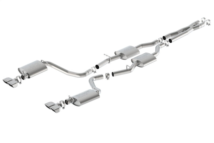 Borla 15-16 Dodge Challenger R/T 5.7L Dual Rectangle Angle Cut Dual Split Rear Exit S-Type Exhaust - Bull Strap