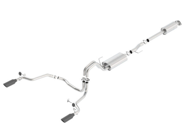 Borla 15-17 F-150 2.7/3.5L V6 EcoBoost / 5.0L V8 Black Chrome Cat-Back Touring Exhaust - Bull Strap