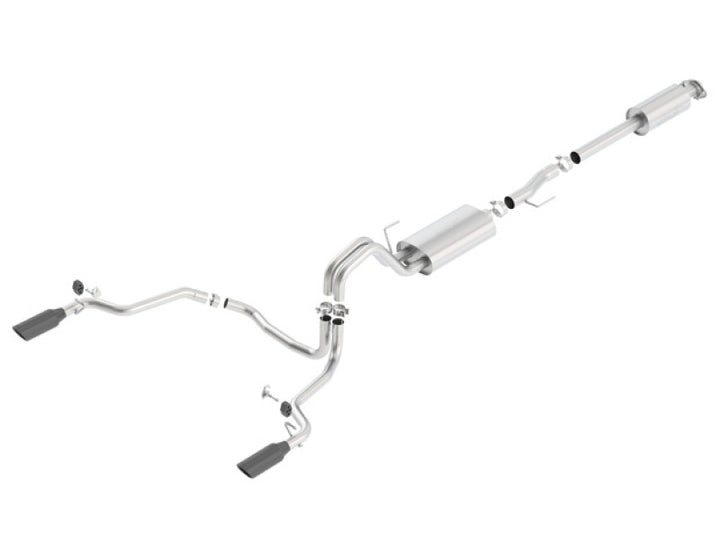Borla 15-17 F-150 2.7/3.5L V6 EcoBoost / 5.0L V8 Black Chrome Cat-Back Touring Exhaust - Bull Strap