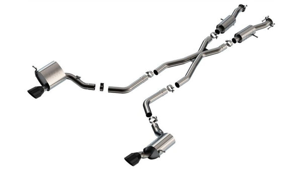 Borla 15-21 Jeep Grand Cherokee SRT 6.4L V8 AWD S-Type Cat-Back Exhaust System - Black Tips T-304SS - Bull Strap
