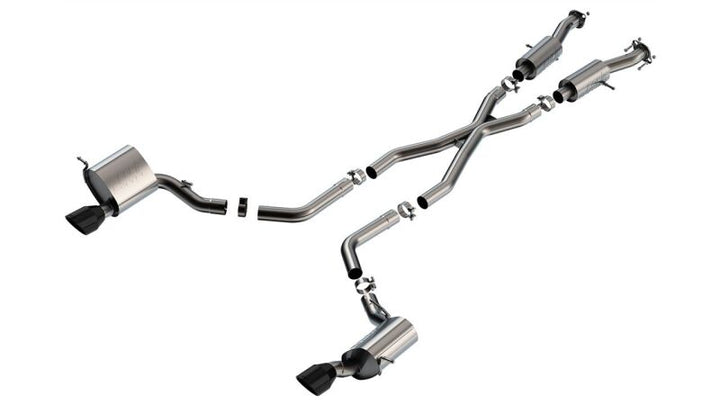 Borla 15-21 Jeep Grand Cherokee SRT 6.4L V8 AWD S-Type Cat-Back Exhaust System - Black Tips T-304SS - Bull Strap