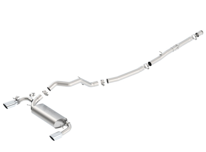 Borla 16-17 Ford Focus RS 2.3L MT Round Angle-Cut Tips Split Rear Exit ATAK Catback Exhaust - Bull Strap