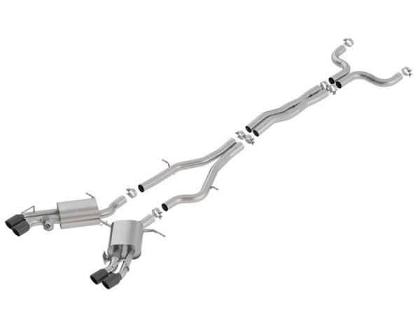 Borla 16-18 Cadillac CTS-V 6.2L V8 2.75in Diameter S Type Catback Exhaust w/ Valves Black Chrome Tip - Bull Strap