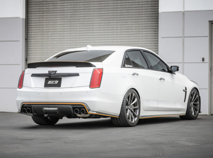 Borla 16-18 Cadillac CTS-V 6.2L V8 2.75in Diameter S Type Catback Exhaust w/ Valves Black Chrome Tip - Bull Strap
