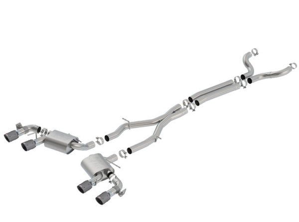 Borla 17-18 Chevrolet Camaro ZL1 6.2L V8 Atak Catback Exhaust w/ Dual Mode Valves CF Black Anod - Bull Strap