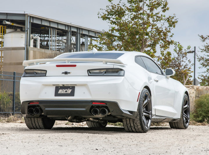 Borla 17-18 Chevrolet Camaro ZL1 6.2L V8 Atak Catback Exhaust w/ Dual Mode Valves CF Black Anod - Bull Strap