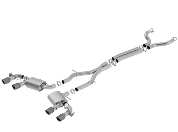 Borla 17-18 Chevrolet Camaro ZL1 6.2L V8 S Type Catback Exhaust w/ Dual Mode Valves CF Black Anod - Bull Strap