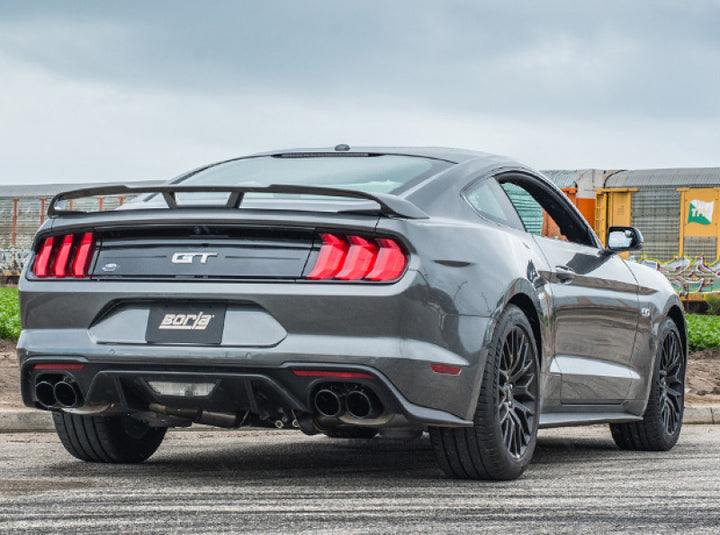 Borla 18-19 Ford Mustang GT 5.0L 2.5in S-Type Exhaust w/o Valves (Rear Section Only) - Black Chrome - Bull Strap