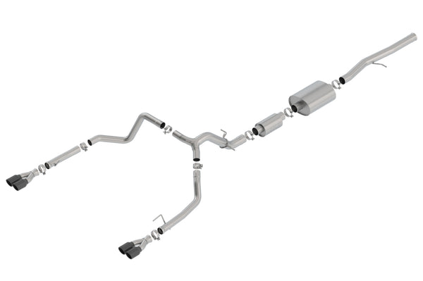 Borla 19 Chevrolet Silverado/GMC Sierra 1500 6.2L SS (S-Type) Catback Exhaust - Black Chrome Tips - Bull Strap