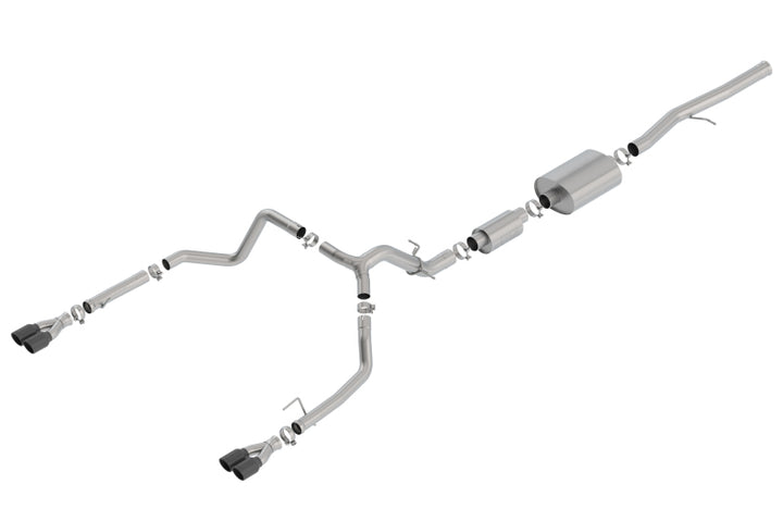Borla 19 Chevrolet Silverado/GMC Sierra 1500 6.2L SS (S-Type) Catback Exhaust - Black Chrome Tips - Bull Strap