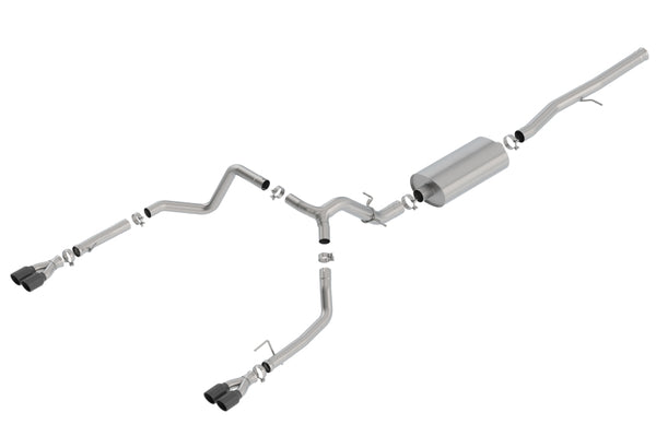 Borla 19 Chevrolet Silverado/GMC Sierra 1500 6.2L SS Touring Catback Exhaust - Black Chrome Tips - Bull Strap