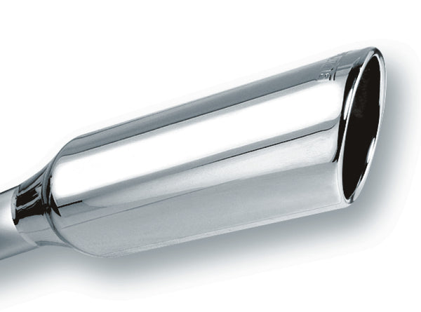 Borla 2.25in Inlet 4in Round Rolled Angle Cut x 12in Long Embossed Exhaust Tip - Bull Strap