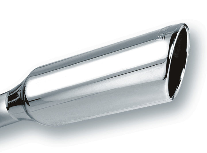 Borla 2.25in Inlet 4in Round Rolled Angle Cut x 12in Long Embossed Exhaust Tip - Bull Strap