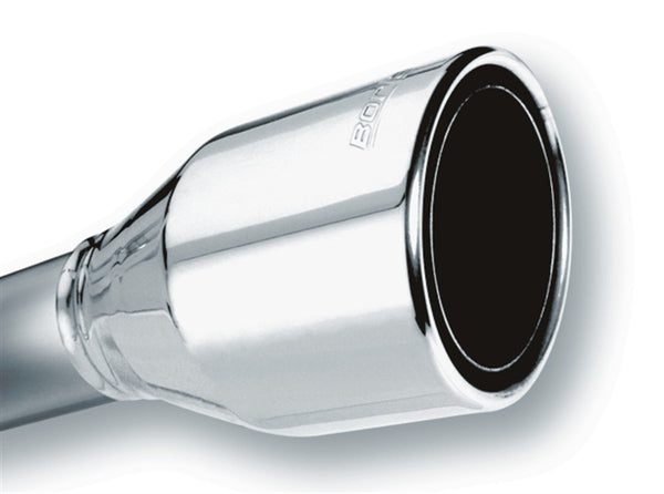 Borla 2.5in Inlet 4.5in Round Rolled Angle Cut Phantom X 7.75in Long Embossed Universal Exhaust Tips - Bull Strap