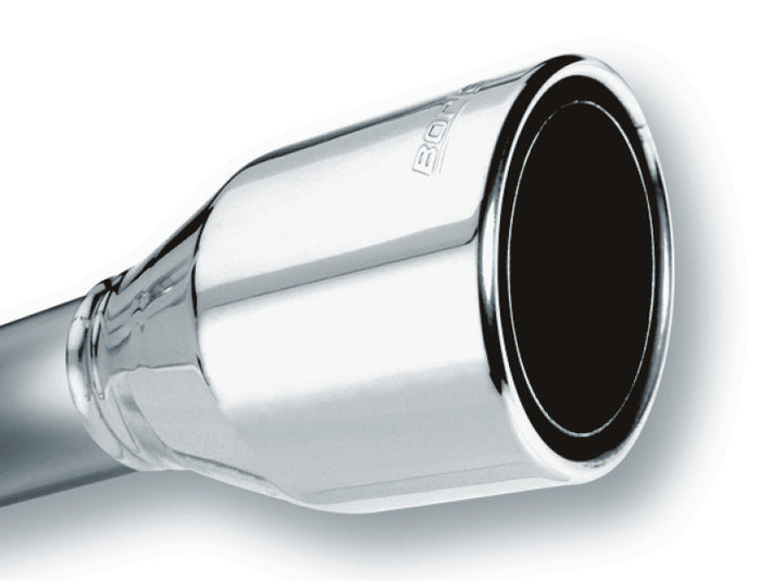 Borla 2.5in Inlet 4.5in Round Rolled Angle Cut Phantom X 7.75in Long Embossed Universal Exhaust Tips - Bull Strap