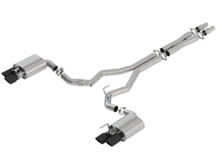 Borla 2018 Ford Mustang GT 5.0L AT/MT 3in ATAK Catback Exhaust Black Chrome Tips w/ Valves - Bull Strap