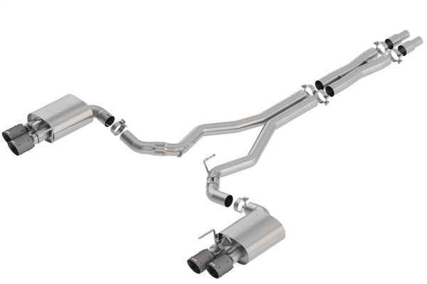 Borla 2018 Ford Mustang GT 5.0L AT/MT 3in Atak Catback Exhaust w/ Valves (Carbon Fiber Black Tip) - Bull Strap