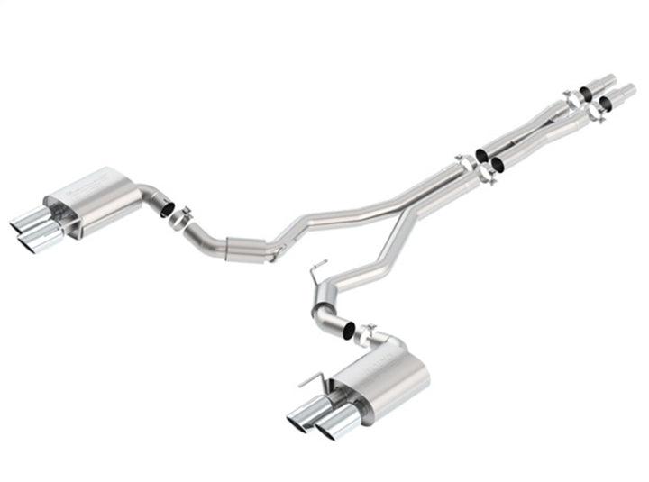 Borla 2018 Ford Mustang GT 5.0L AT/MT (w/o Valves) S-Type 3in Cat-Back Exhaust w/Polished Tips - Bull Strap